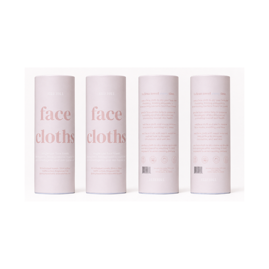 Four pink face cloths tubes, 120 single-use face towels