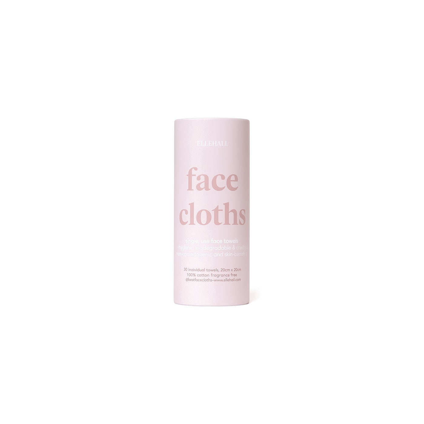 One pink face cloths tube, 30 single-use face towels