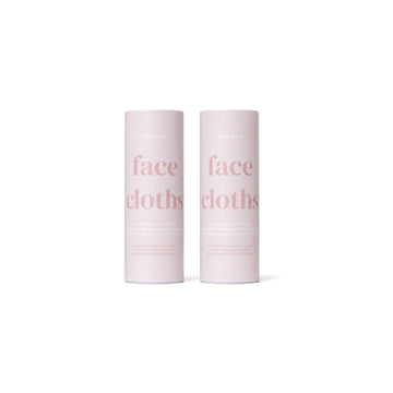 Two pink face cloths tubes, 30 single-use face towels in each