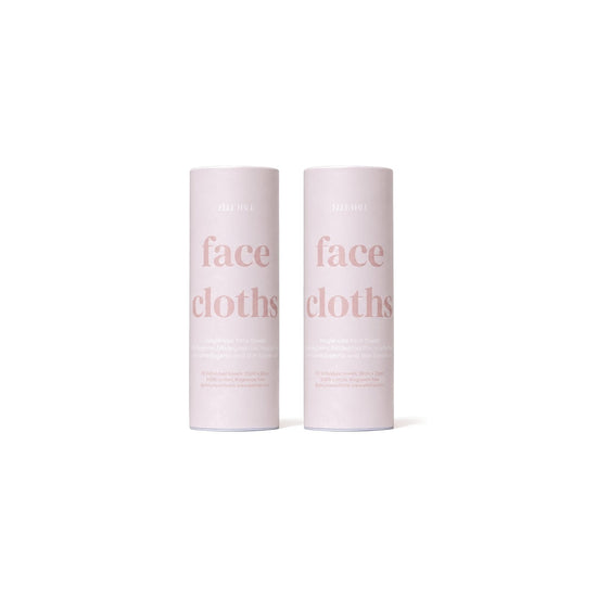 Two pink face cloths tubes, 30 single-use face towels in each